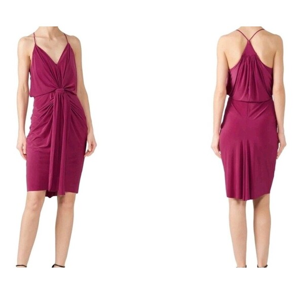 T Bags Los Angeles Womens V-Neck Sleeveless Knot Dress Pink Size Small Misa - Picture 12 of 12